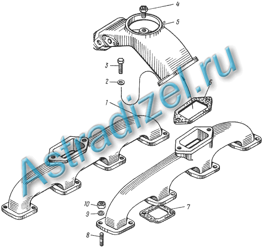 ЯM3 238 АM : Впускной коллектор двигателя